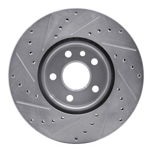 Land Rover Range Rover Evoque Brake Rotor (1) - Front Right - R1 Concepts - Drilled & Slotted - Silver - `07-`18